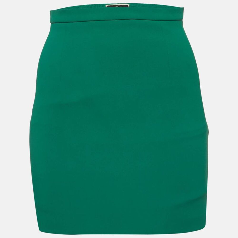 Elisabetta Franchi Green Crepe Mini Skirt S